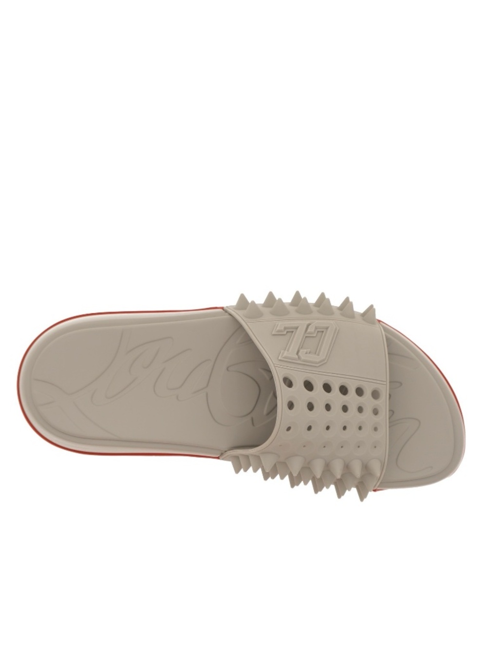 Christian Louboutin Take It Easy Slides Grey Rubber Size 9 US New - Picture 6 of 7